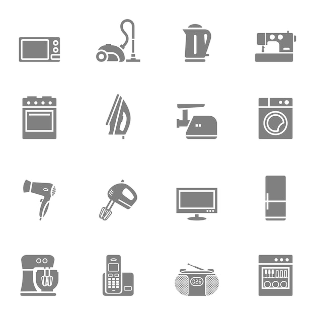 Set von Haushaltsgeräten und Elektronik-Icons