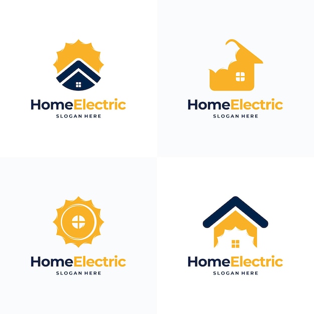 Set von home electric logo-designs solarenergie-logo-designs konzeptvektor