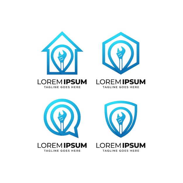 Set von home repair service-logo-design