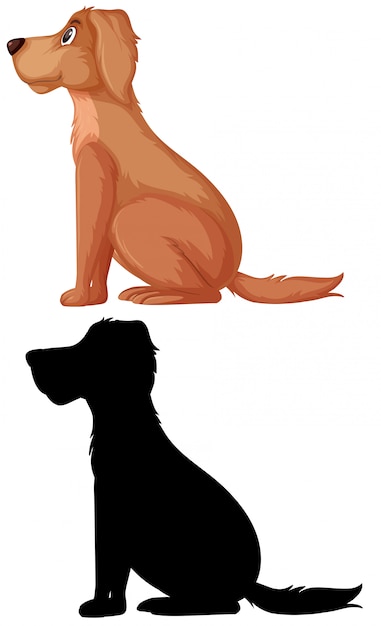 Set von hund und silhoutte