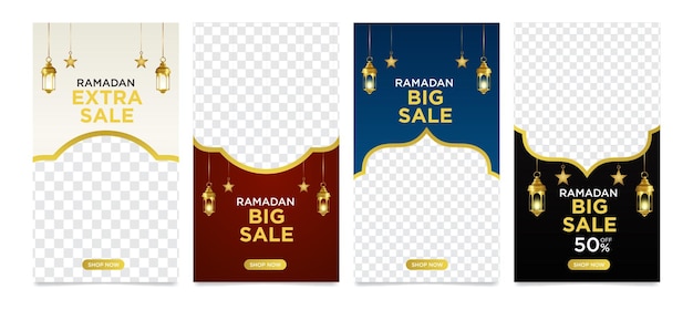 Vektor set von instagram-geschichten eid-verkauf banner hintergrund und post-frames landing-seite