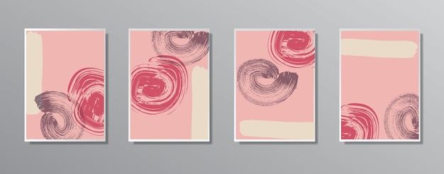Set von kreativen, minimalistischen, handgemalten illustrationen für die wand für geschenkkarten poster auf wandplakatvorlage landing page ui ux coverbook baner