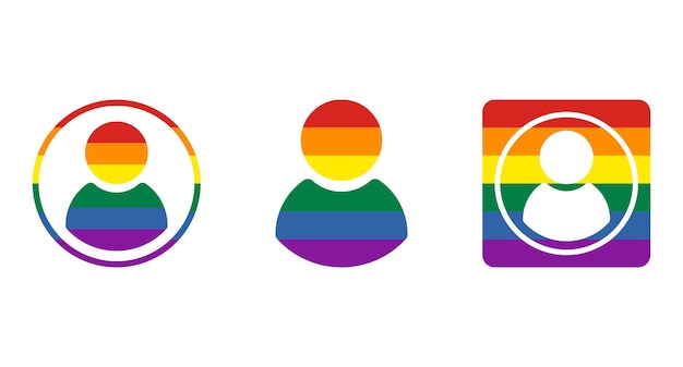 Set von LGBT-Avatar-Symbolen Pride Flag Human Symbol Vector Illustration