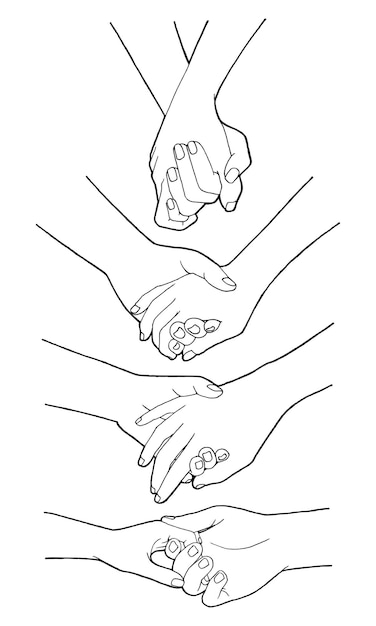 Set von liebhaber-holding-hand-illustrationen