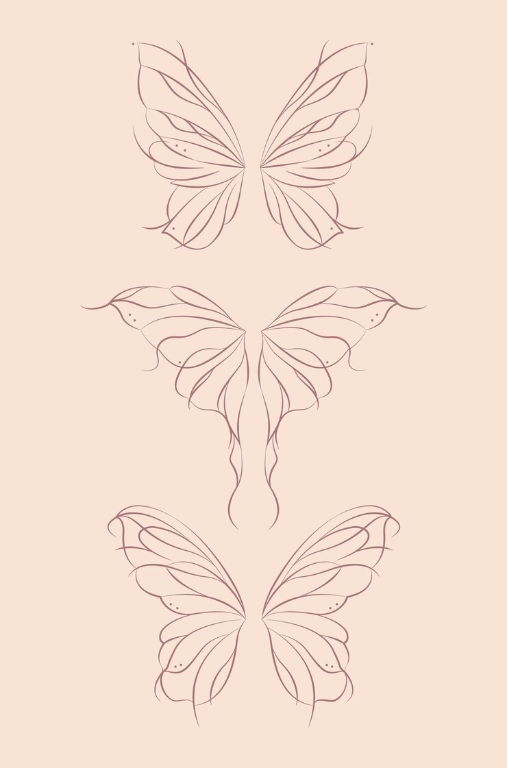 Set von Linien-Art-Schmetterlings-Tattoo