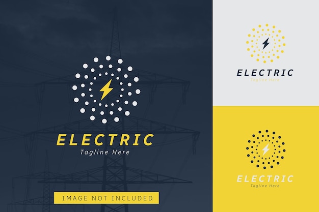 Set von Logo-Vektor-Designvorlagen für Blitze und Donner mit verschiedenen Farbstilen