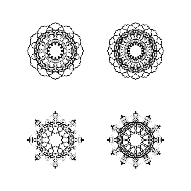 Set von mandala-ornamenten isoliert auf weißem hintergrund schleierillustration