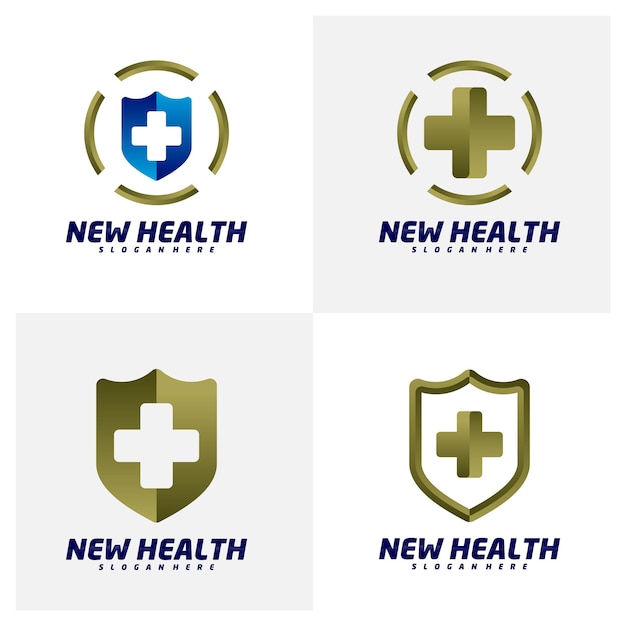 Set von medical protect logo design template health shield logo konzept vektor