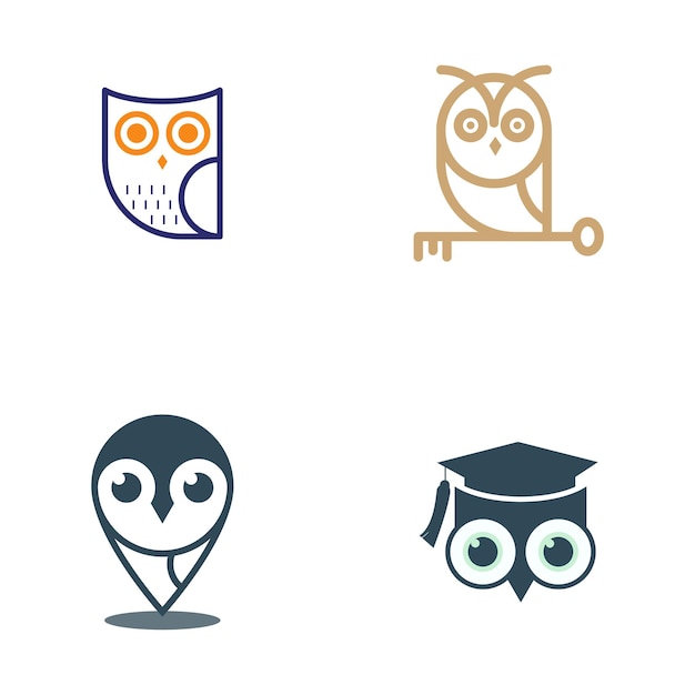 Set von modernem eulen-logo-design, gut für unternehmen, schulen und hochschulen