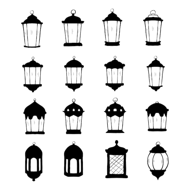 Set von Ramadan-Lampen-Silhouetten