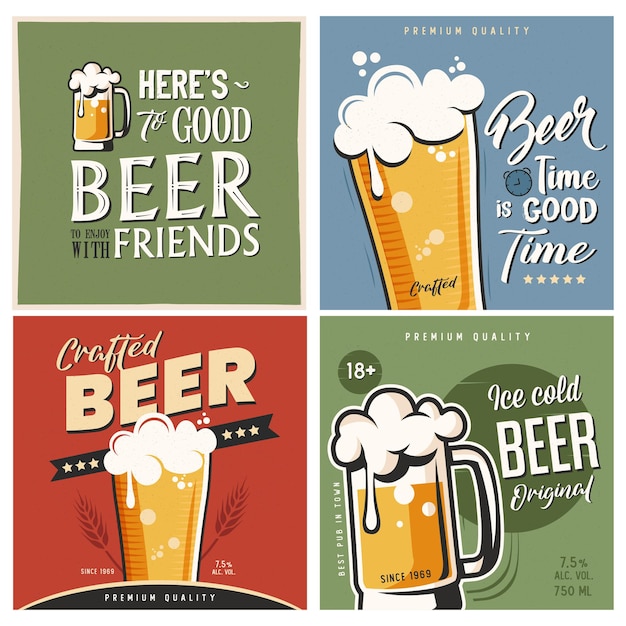 Set von Retro-Bier-Typografie