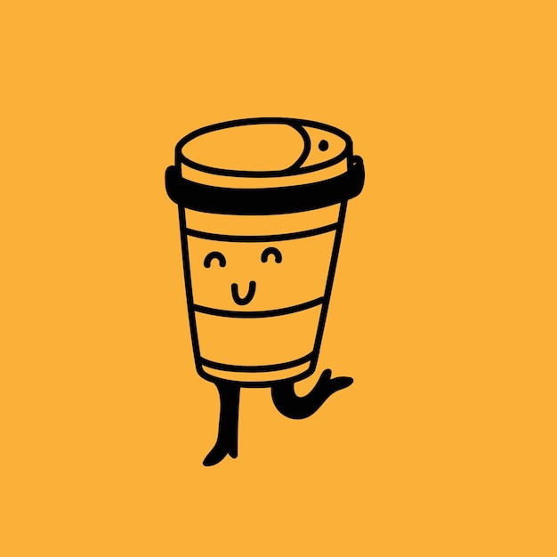 Set von retro-droodle-comic-charakter-poster vintage-getränke-vektor-illustration kaffeetasse-maskottchen