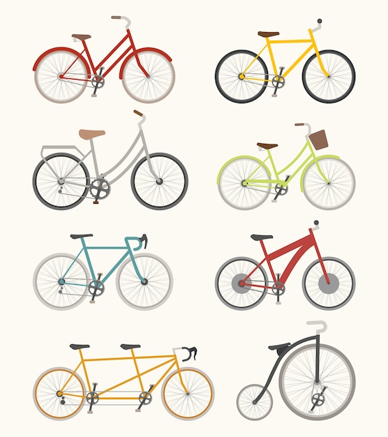 Set von retro-fahrrad