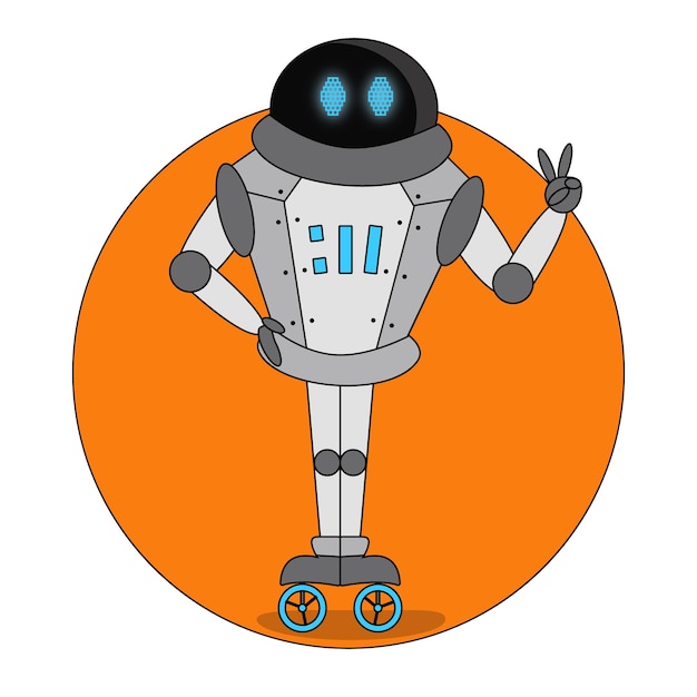 Set von Robotern Metallroboter Roboter im Steampunk-Stil Roboter für Kinder-Symbol mit einem Roboter