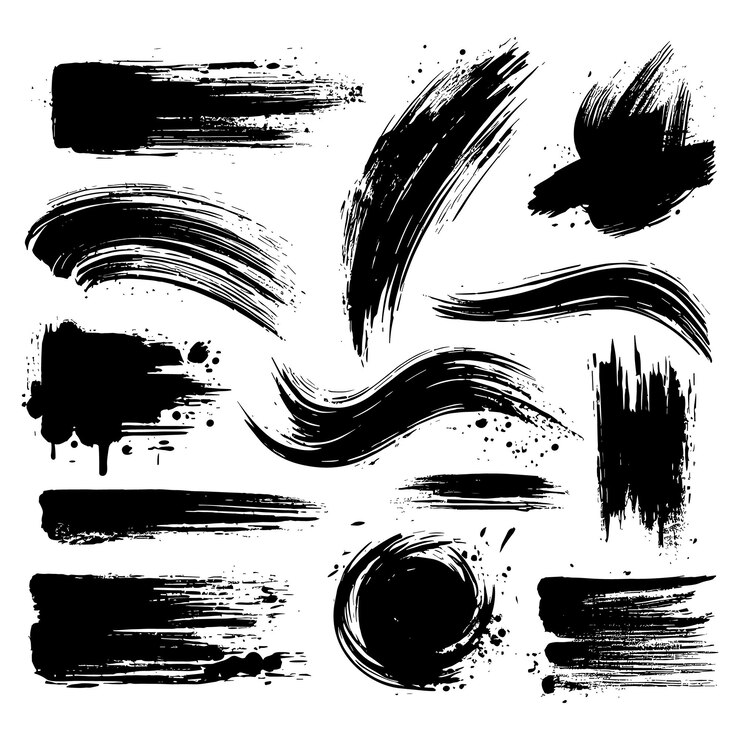 Vektor set von schwarzen grunge pinselstrichen vektor-illustration