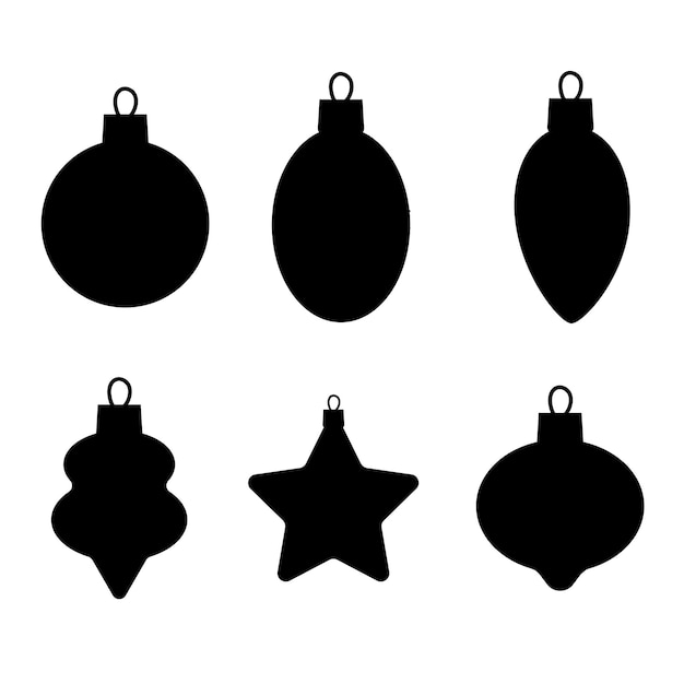 Set von silhouetten von weihnachtskugeln vektorillustration