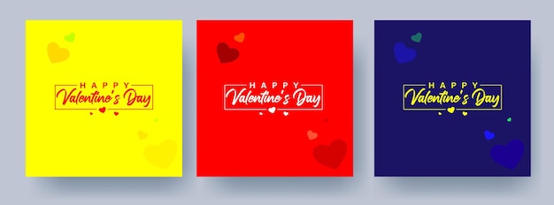Set von Social-Media-Beitragsvorlagen zum Valentinstag. Feiertagsdesign in Rosa und Gold. Vektorgrafiken