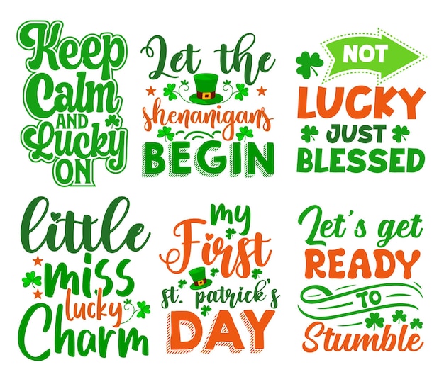 Set von St. Patricks Day Typografie zitiert Design