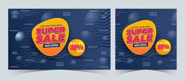 Vektor set von super sale web-banner-vorlagen design flash große verkauf rabatt-banner vorlage werbe-post