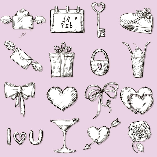 Set von valentinstag-icons-design-elementen