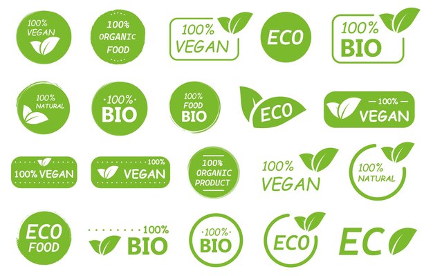 Set von veganen Öko-Bio-Naturprodukten Vektor-Illustration