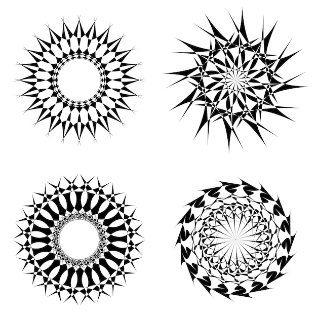 Set von vektor abstrakten kreisförmigen tätowierungen mit dornen