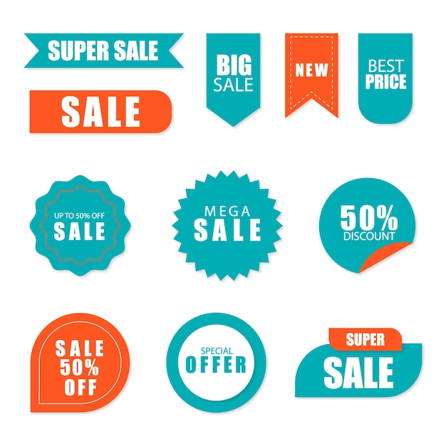Set von Verkaufsabzeichen. Verkaufsqualitätsetiketten und Etiketten. Template-Banner-Shopping-Abzeichen. Sonderangebot