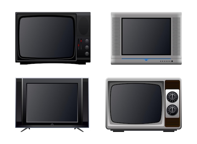 Set von vier Retro-Fernseher aus den 1980er und 1990er Jahren