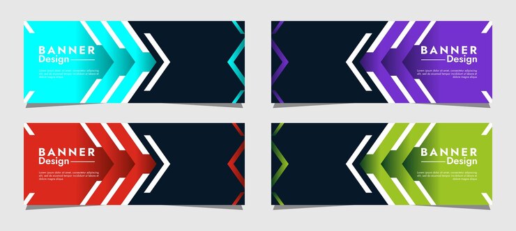 Vektor set von web-vorlagen banner-design mit bunten einfachen geometrischen formen