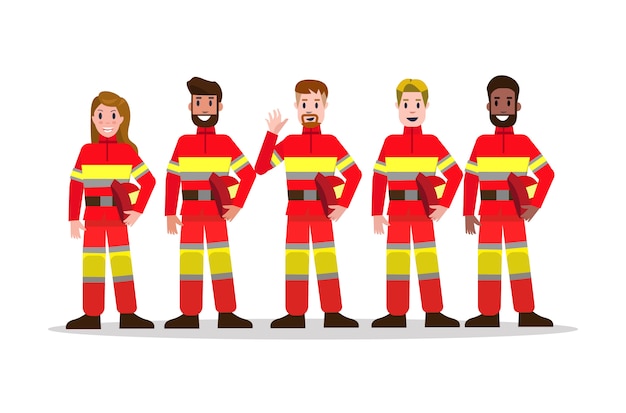 Vektor sets des firefighting-teams