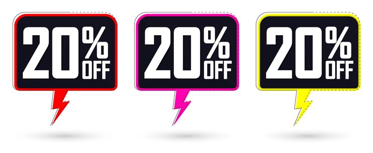 Vektor setzen sie 20 rabatt-banners, werbe-tags, design-vorlagen-vektor