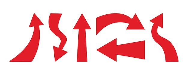 Setzen Sie rote Pfeile Fette minimalistische Pfeile, die Richtung und Bewegung anzeigen Einfache Zeigerpfeile