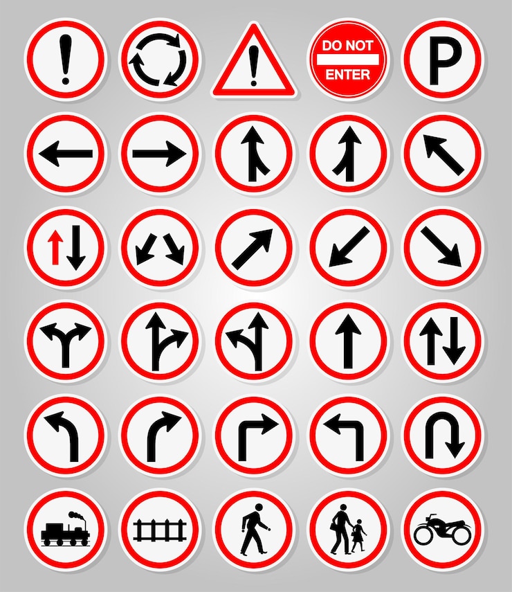 Vektor setzen sie verkehrsschilder verbot warnung roter kreis symbol schild isoliert auf weißem hintergrund vektor-illustration