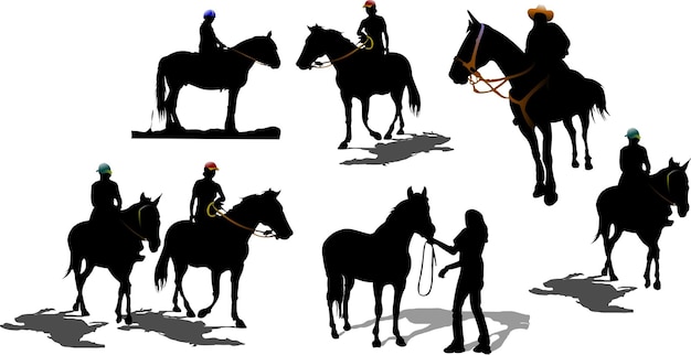 Sevenhorse-Silhouetten Vektorillustration