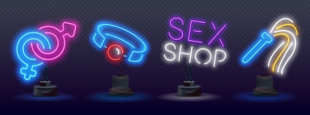 Sexspielzeug neon icons