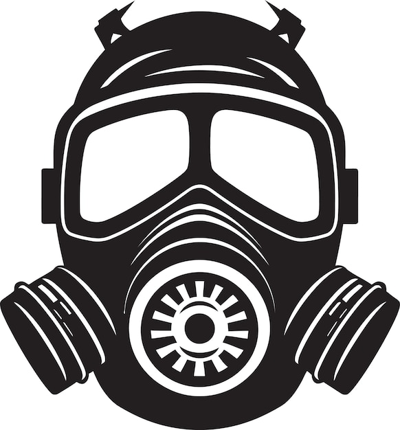 Shadowed defender black gas mask logo design noir shield gas mask vector icon (schatten der schwarzen gasmaske)