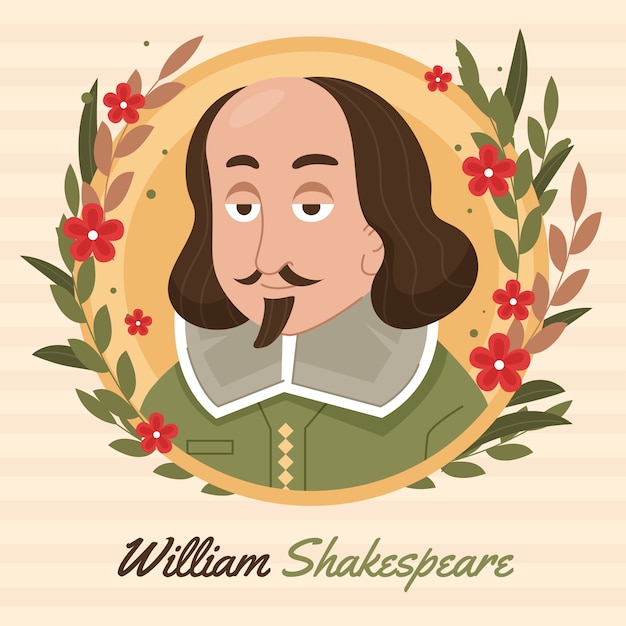 Shakespeare-illustration des flachen designs