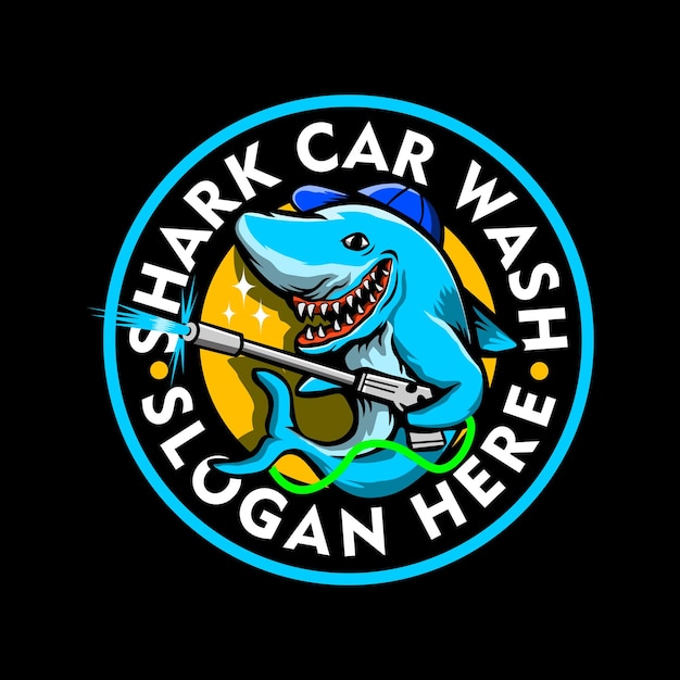 Shark car wash logo perfekt für das autowaschgeschäft