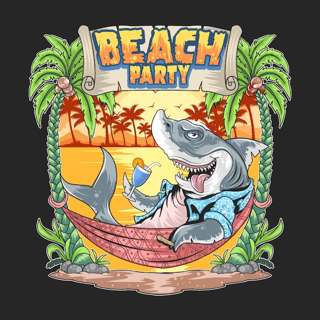 Shark in der sommerstrandparty artwork