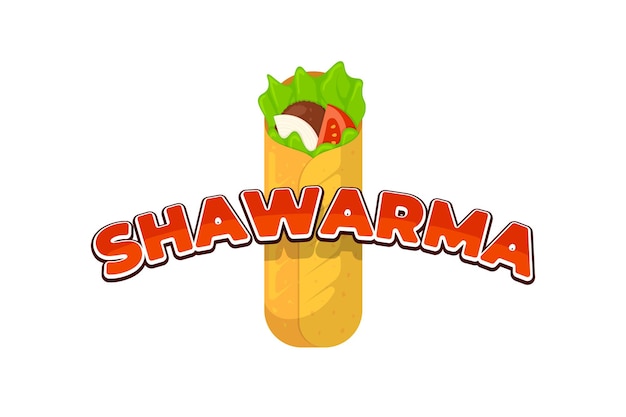 Shawarma-fast-food-fleischrolle mit aufschrift restaurantmenü-werbeschild-designvorlage