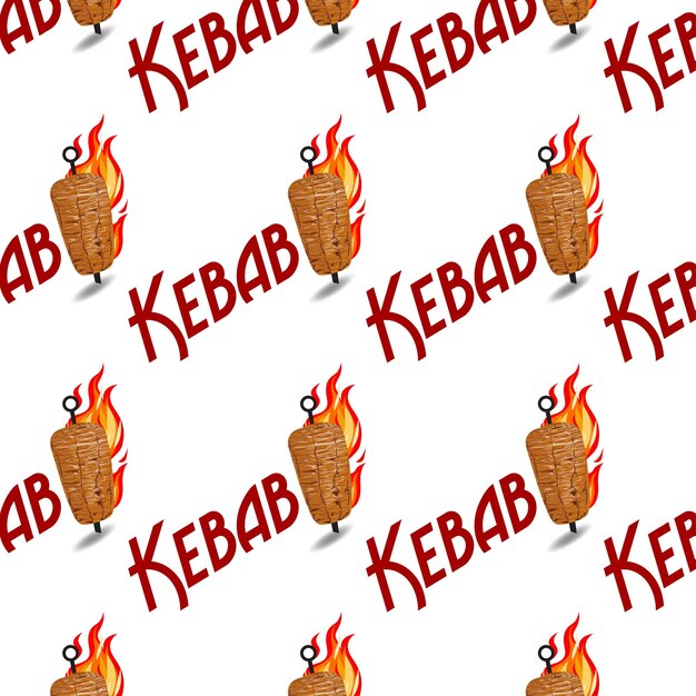 Vektor shawarma kebab logo muster fast food nahtloses muster