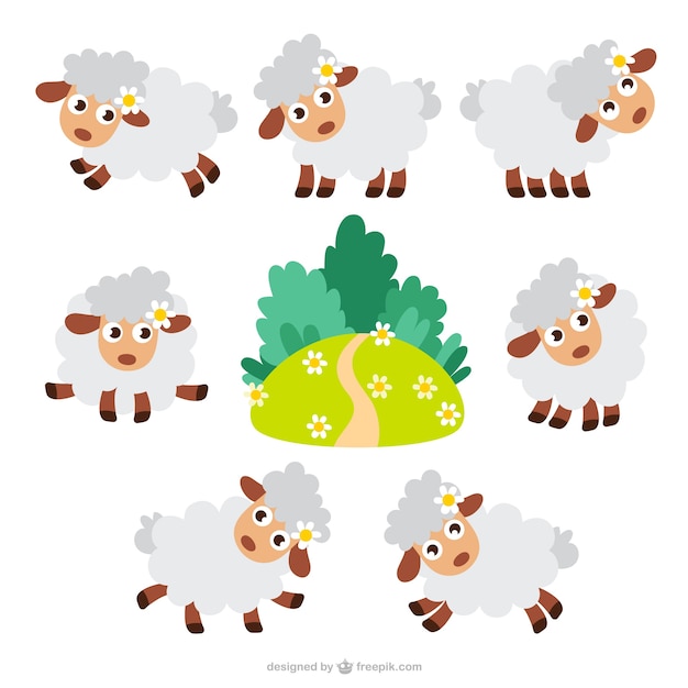 Vektor sheep cartoons packen