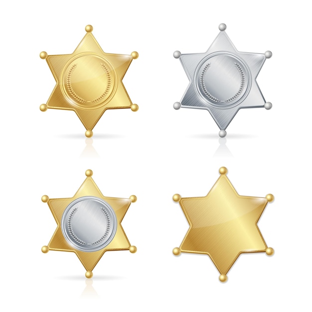 Shefiff Badge Star Set Verschiedene Typen Vektorillustration