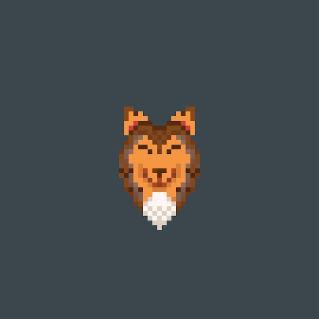 Sheltie-hundekopf im pixel-art-stil