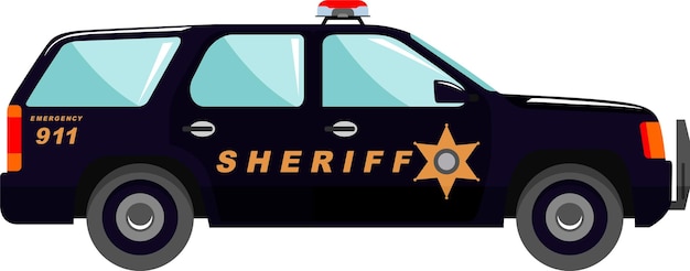 Vektor sheriff's car mit stern auf der seite symbol in flat style vector illustration
