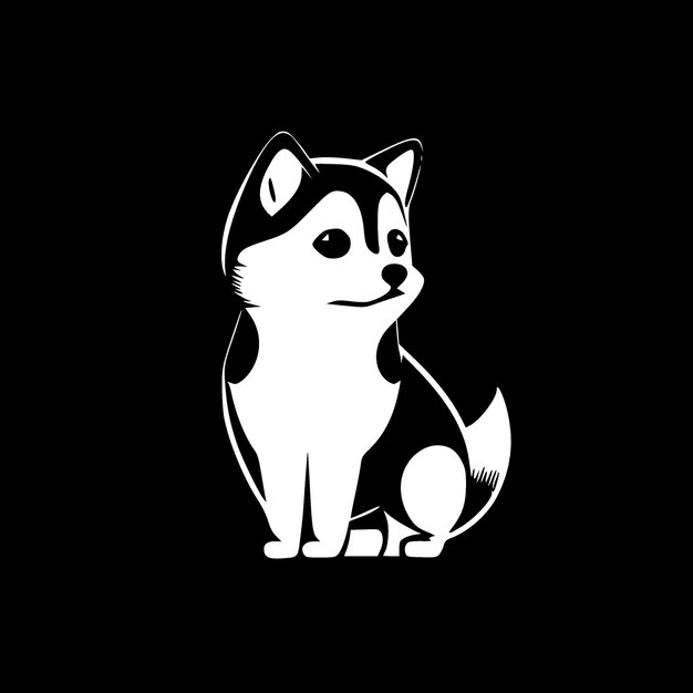 Vektor shiba schwarz-weiß-isolierte icon-vektor-illustration