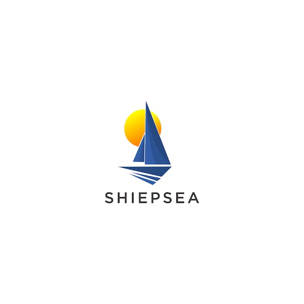 Shiepsea-Logo-Icon-Design-Vorlage flacher Vektor