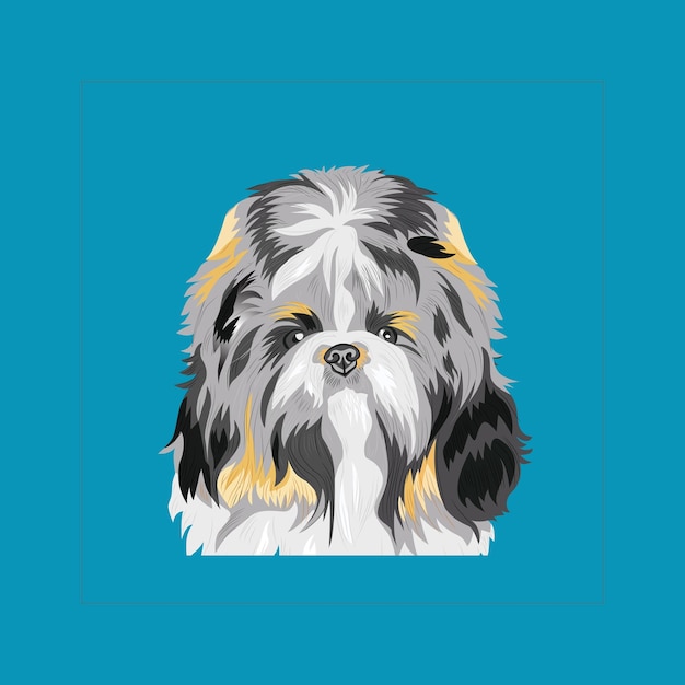 Vektor shih tzu hundekopf-vektor-illustration