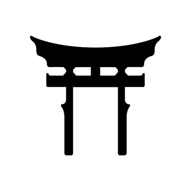Shinto-Schrein Japanische Religion Schwarzes Symbol Vektor-Illustration