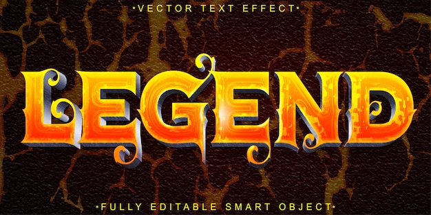 Shiny Golden Legend Vector Vollständig bearbeitbares Smart Object Text-Effekt